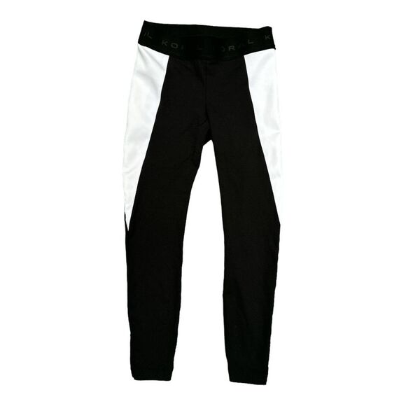 Koral Mid Rise Black With White Side Panel Leggings Size Medium NWOT - Picture 3 of 7